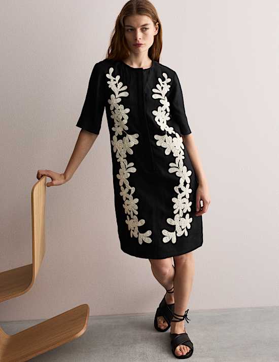 Robe tube mini 100 % lin brod&eacute;