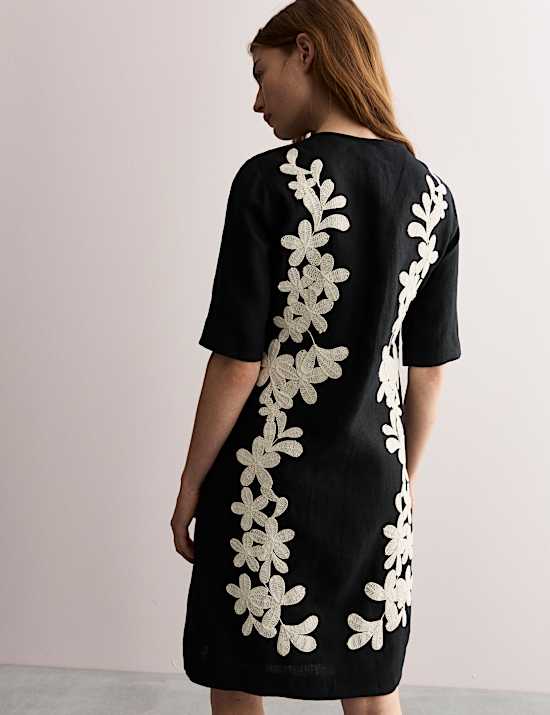 Robe tube mini 100 % lin brod&eacute;