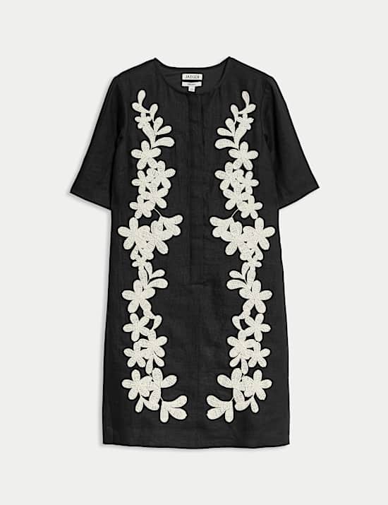 Robe tube mini 100 % lin brod&eacute;