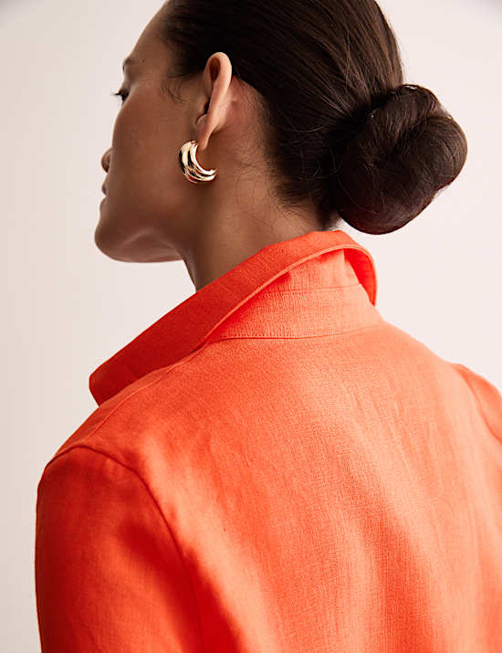 Robe tube 100 % lin longueur genou à col V