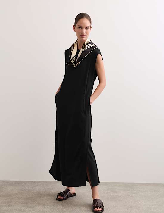 Robe midi coupe droite en jersey
