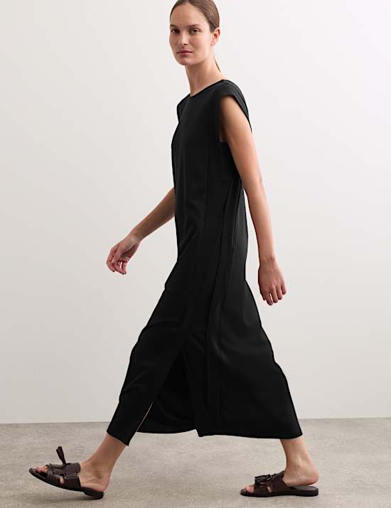 Robe midi coupe droite en jersey