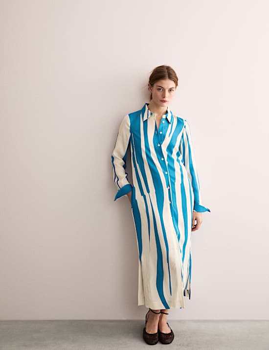 Striped Midi Shirt Dress