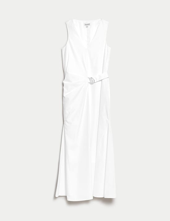 Zuiver katoenen midi-wikkeljurk met V-hals