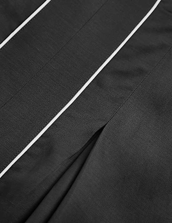 Robe coupe droite midaxi en satin avec lin