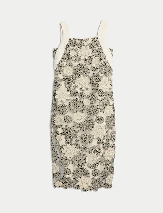 Gebloemde midi-kokerjurk