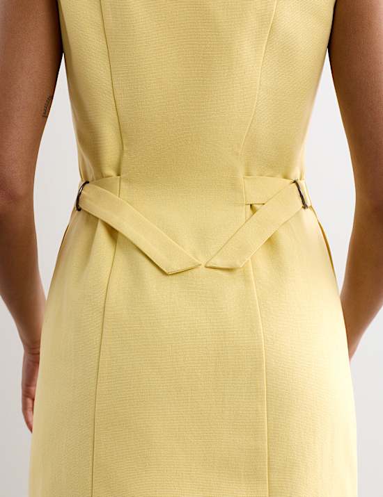 Cotton Blend V-Neck Knee Length Shift Dress