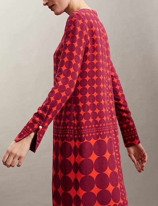 Robe tube longueur genou &agrave; motif g&eacute;om&eacute;trique