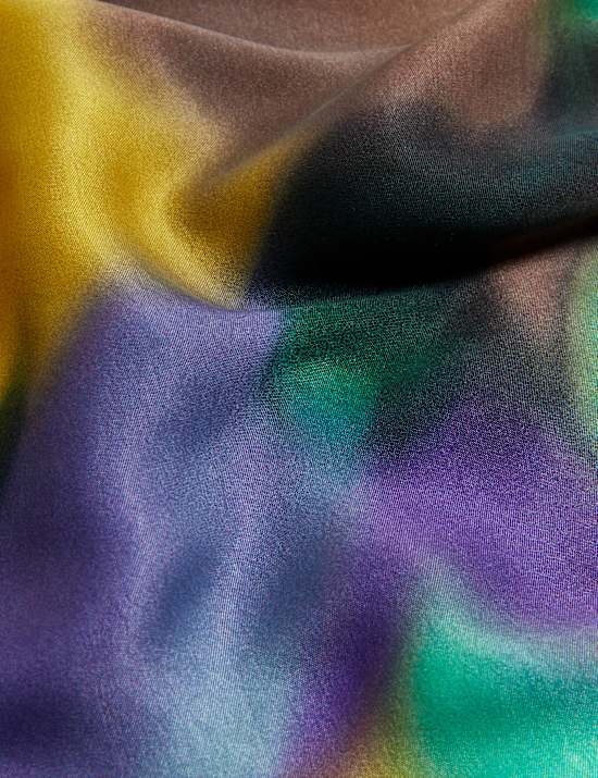 Robe midi en cupro &agrave; taille ajust&eacute;e avec imprim&eacute;