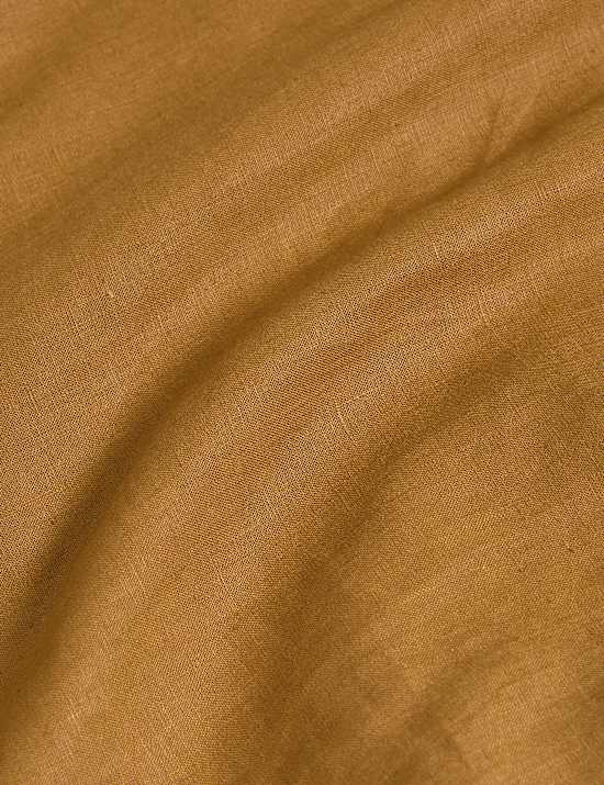 Μίντι φόρεμα με τιράντες που δένουν και τετράγωνη λαιμόκοψη από 100% λινό