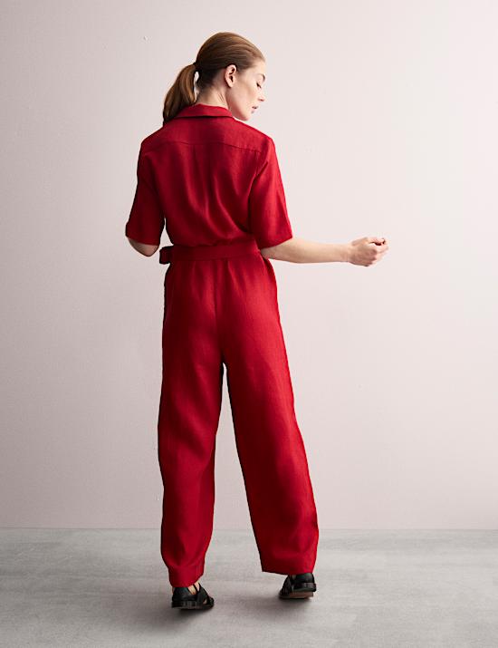 Pure Linen Short Sleeve Jumpsuit