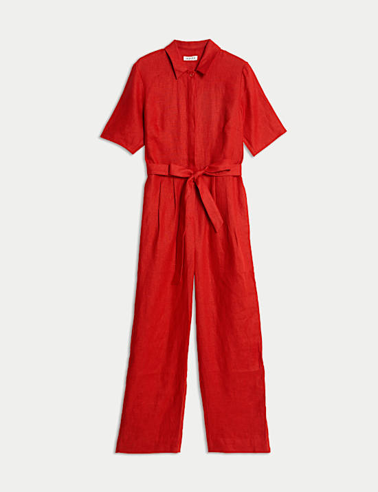 Pure Linen Short Sleeve Jumpsuit