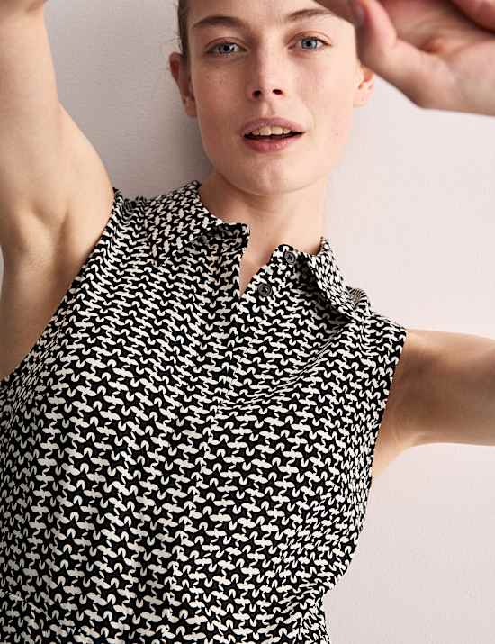 Pure Silk Geometric Midi Skater Dress