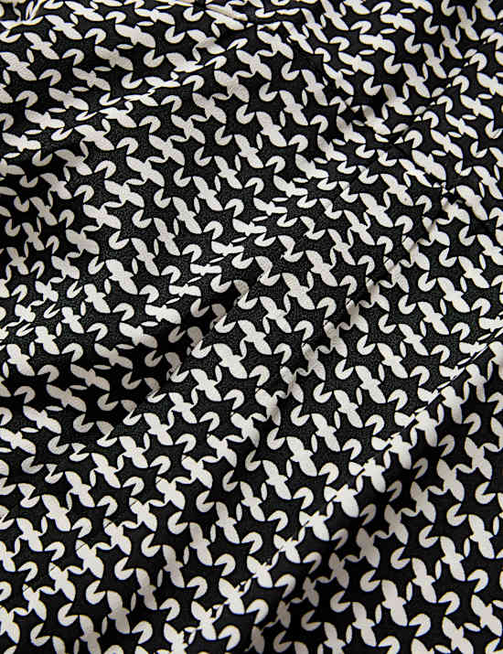 Pure Silk Geometric Midi Skater Dress