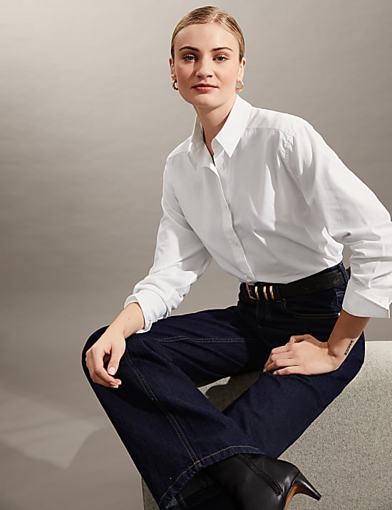 Puur katoenen, oversized overhemd met lange mouwen