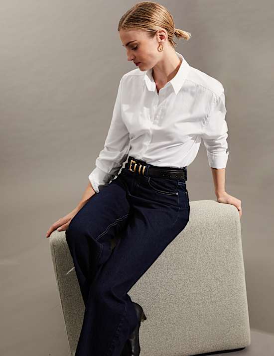 Puur katoenen, oversized overhemd met lange mouwen