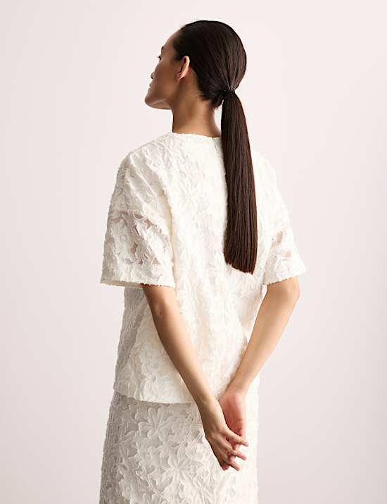 T-shirt en organza de coton jacquard