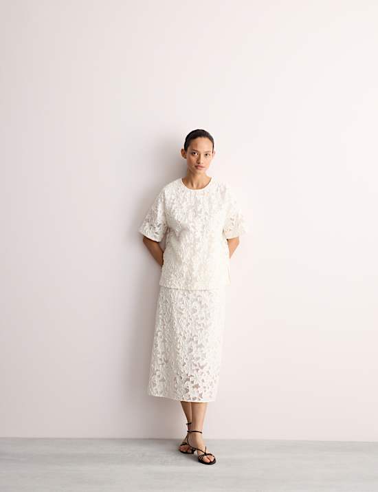 T-shirt en organza de coton jacquard