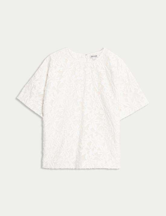 T-shirt en organza de coton jacquard