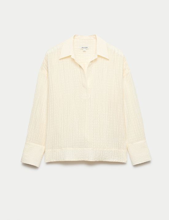 Chemise pliss&eacute;e coupe d&eacute;contract&eacute;e en lyocell