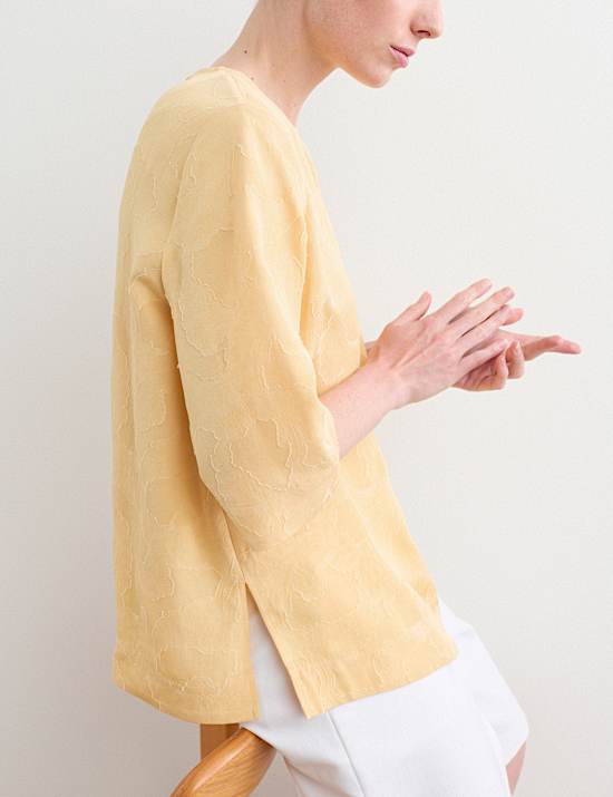 Floral Jacquard Relaxed T-Shirt