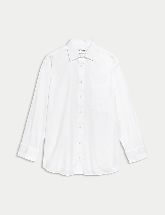 Ontspannen overhemd van puur katoen en dubbele manchet