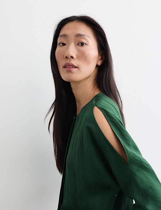 Round Neck Button Through Blouse