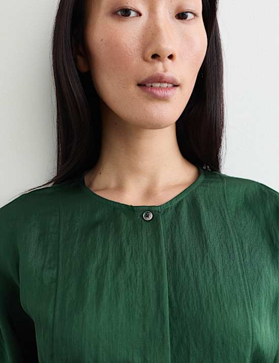 Round Neck Button Through Blouse