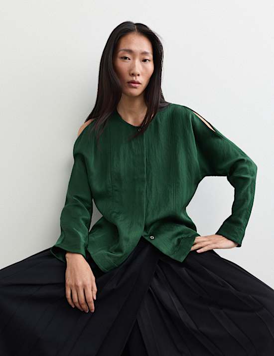Round Neck Button Through Blouse