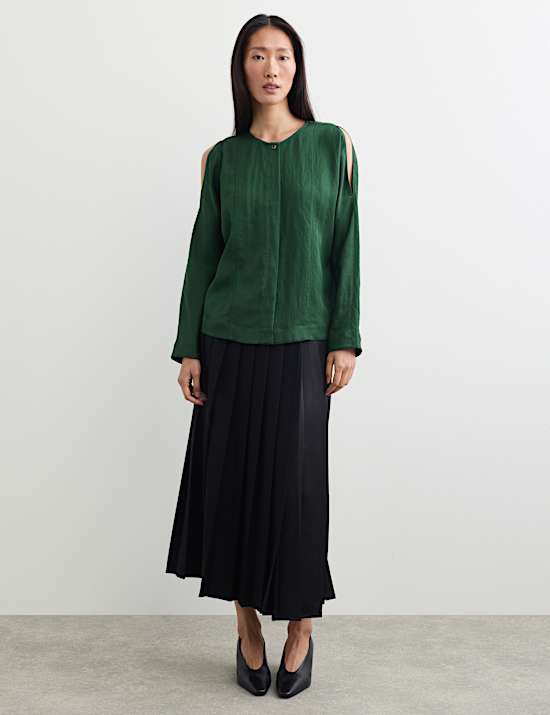 Round Neck Button Through Blouse