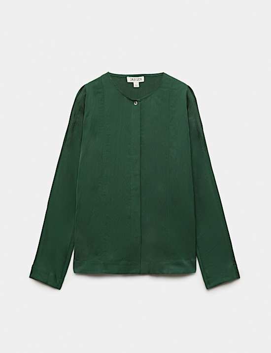 Round Neck Button Through Blouse