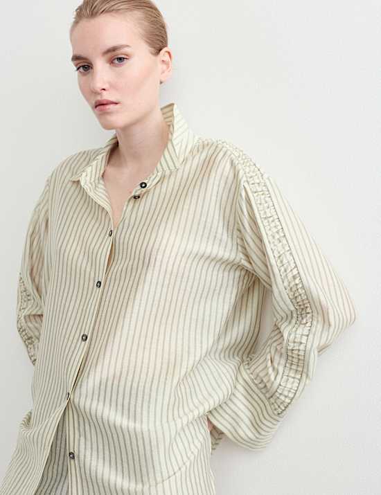 Lyocell Rich Sheer Striped Shirt