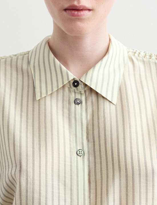 Lyocell Rich Sheer Striped Shirt