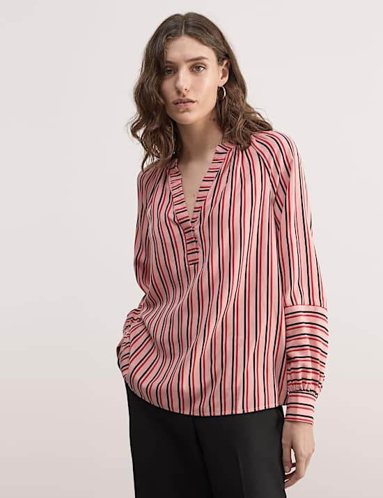 Pure Lyocell™ Striped V-Neck Blouse