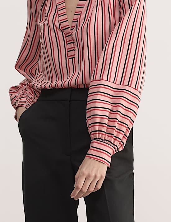 Pure Lyocell™ Striped V-Neck Blouse