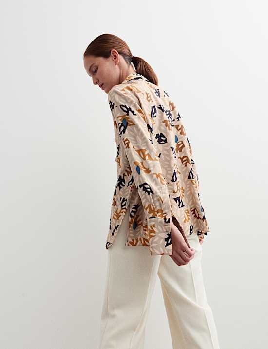 Τοπ με βολάν με σχέδιο με φύλλα από 100% μετάξι