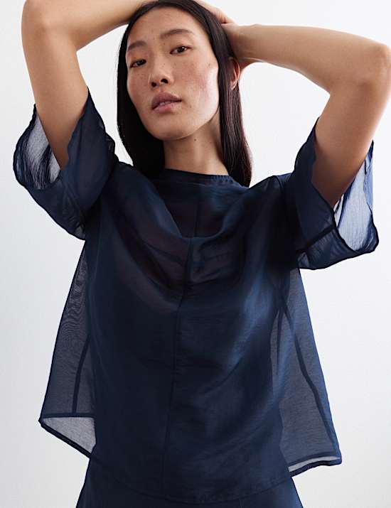 Organza Funnel Neck Top