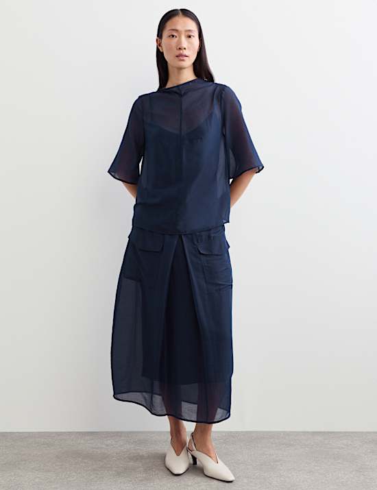Organza Funnel Neck Top