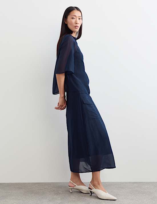 Organza Funnel Neck Top
