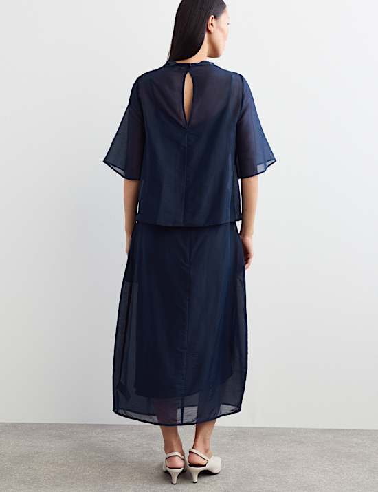 Organza Funnel Neck Top