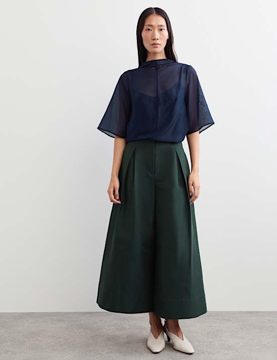 Organza Funnel Neck Top