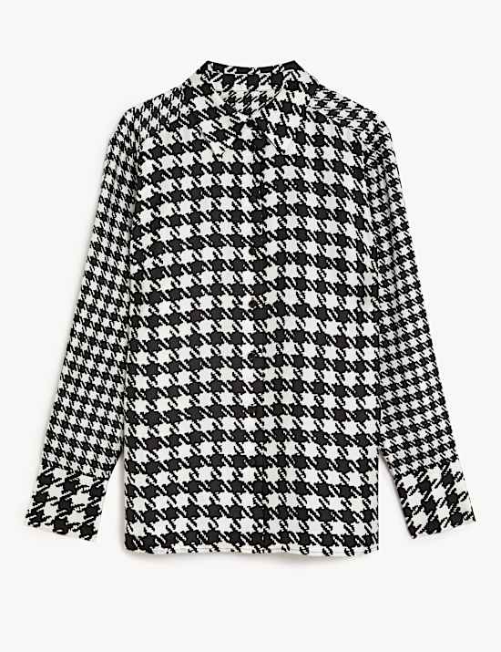 Kemeja Model Kerah Sutra Murni Bermotif