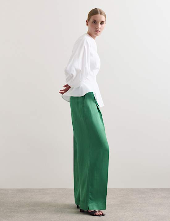 Zuiver katoenen blouse met knoopsluiting en V-hals