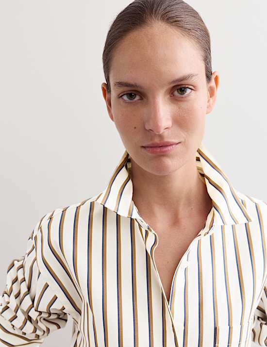 Pure Cotton Striped Oversized Shirt