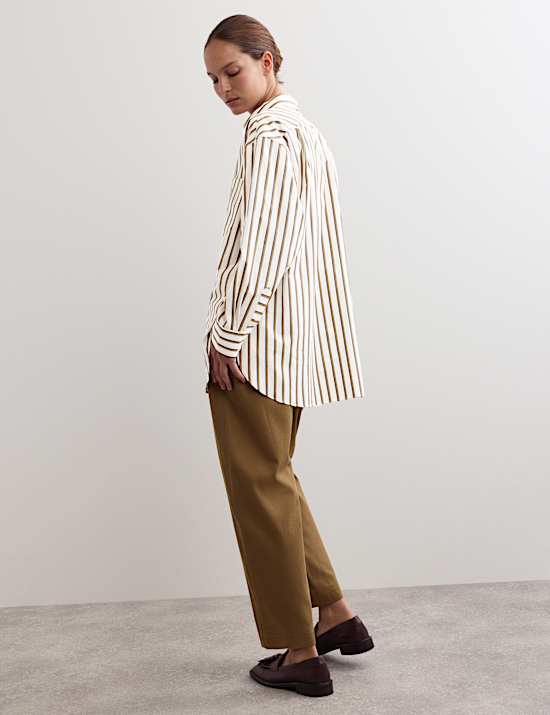Pure Cotton Striped Oversized Shirt