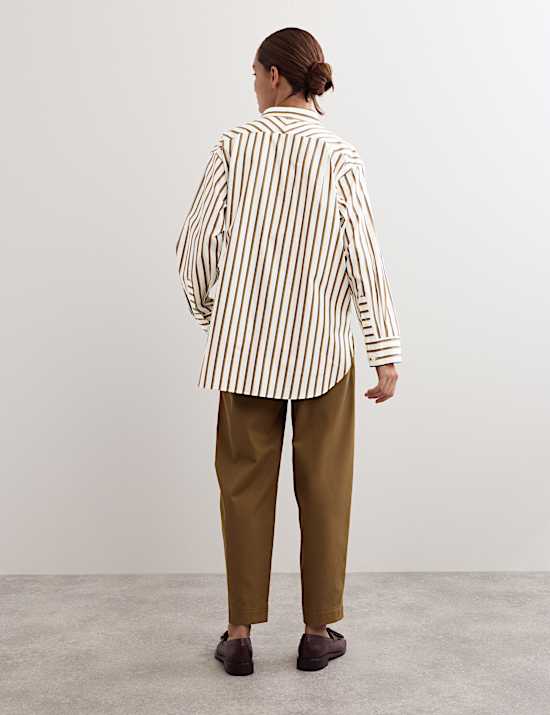 Pure Cotton Striped Oversized Shirt