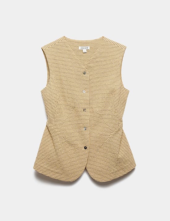 Gilet de costume en coton seersucker &agrave; carreaux