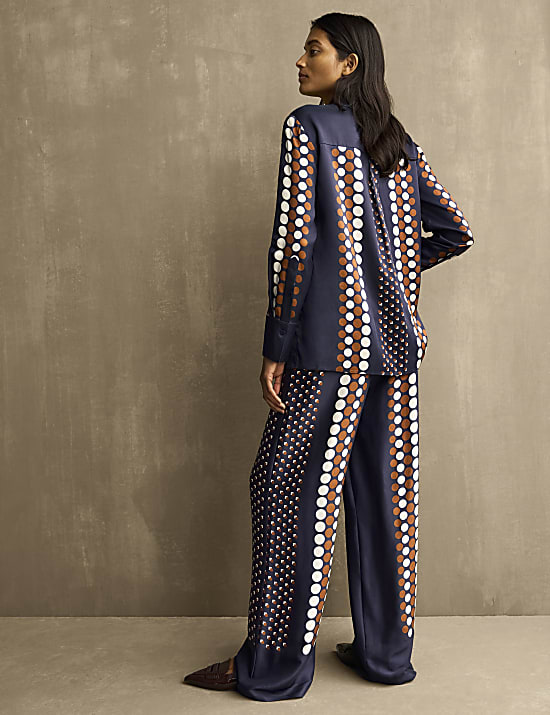 Overhemd met kraag, knoopsluiting en geometrisch motief