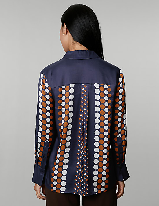 Overhemd met kraag, knoopsluiting en geometrisch motief