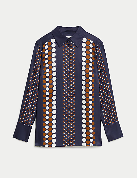 Overhemd met kraag, knoopsluiting en geometrisch motief